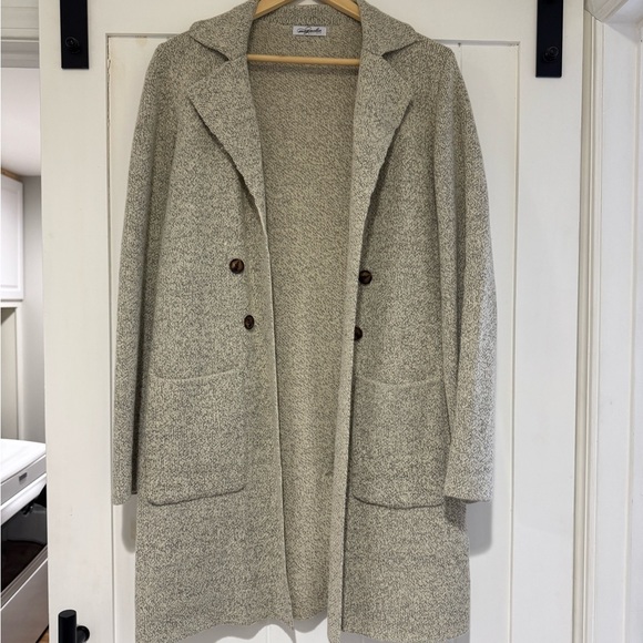 Magnol Boutique Button Detail Oatmeal Two Tone Cardigan - Size M - Picture 2 of 6